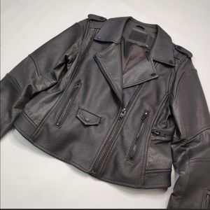 Blank NYC Faux Leather Gray Moto Jacket Sz S
